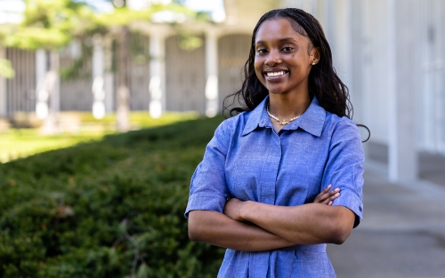 Headshot of Halimah Lawson on the uptown UAlbany campus. 