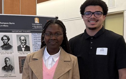 2026 President's Fellows Maureen Mbanga and Michael Simon present at Showcase