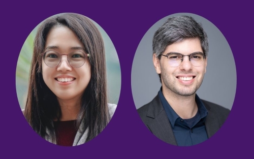 The smiling faces of Assistant Professors Lu Li and Bariscan Yonel. 