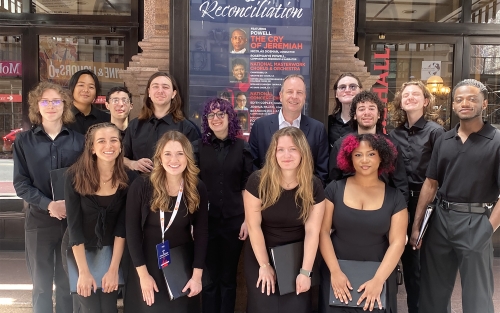 Members of the UAlbany Chamber Singers outside Carnegie Hall, where they performed June 20 as part of the National Concert Chorus.