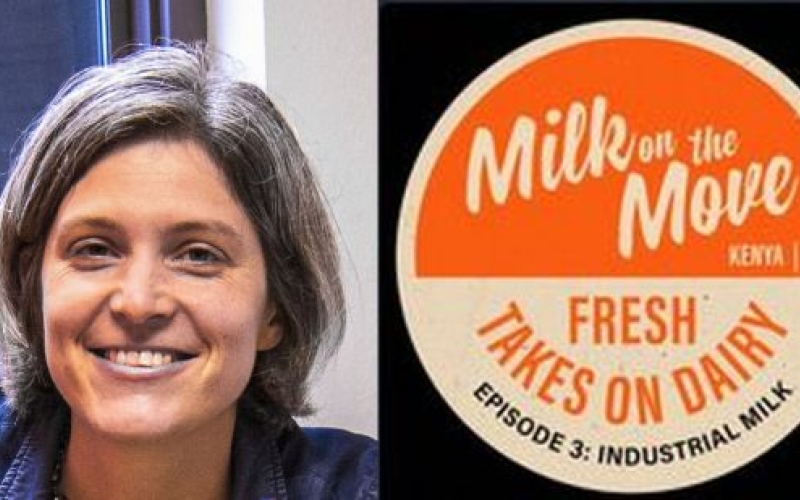 side-by-side images of a smiling woman and a logo reading "Milk on the Move: Fresh Takes on Dairy"