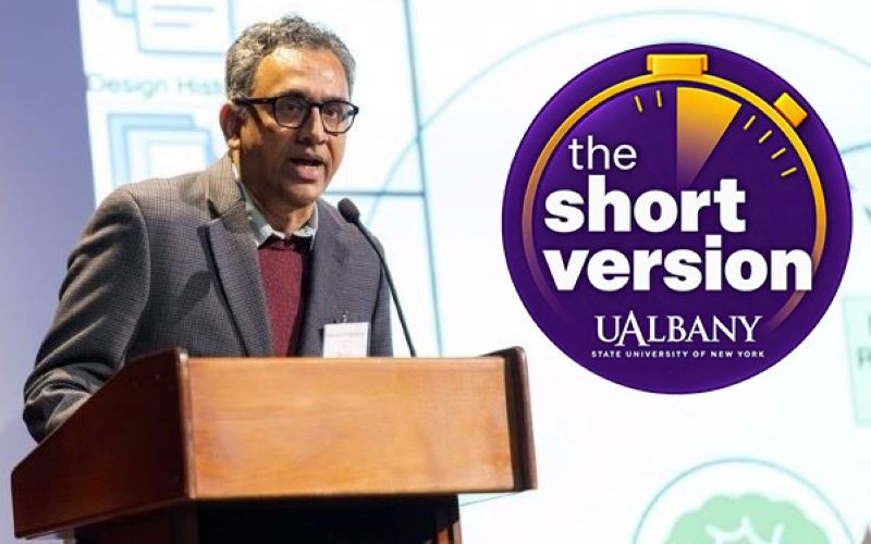 Balakrishnan Prabhakaran, director of UAlbany’s AI Plus Institute and the Short Version logo.