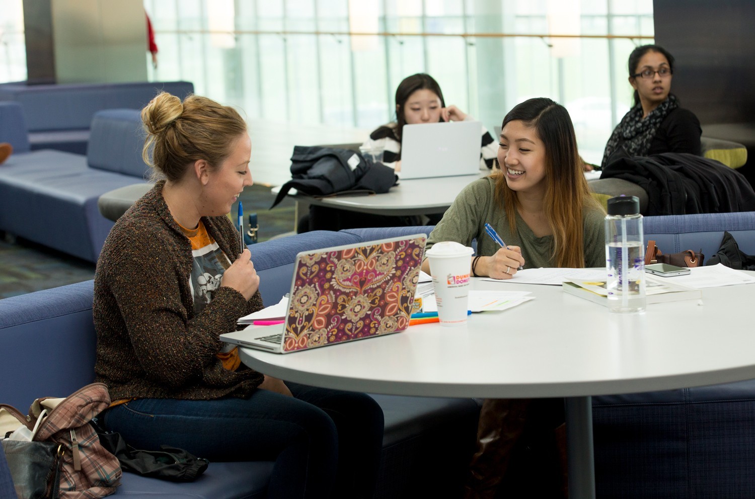 Students studying in a study lounge