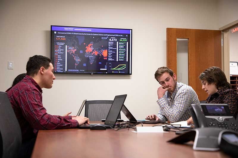 CEHC Students working together at a conference table