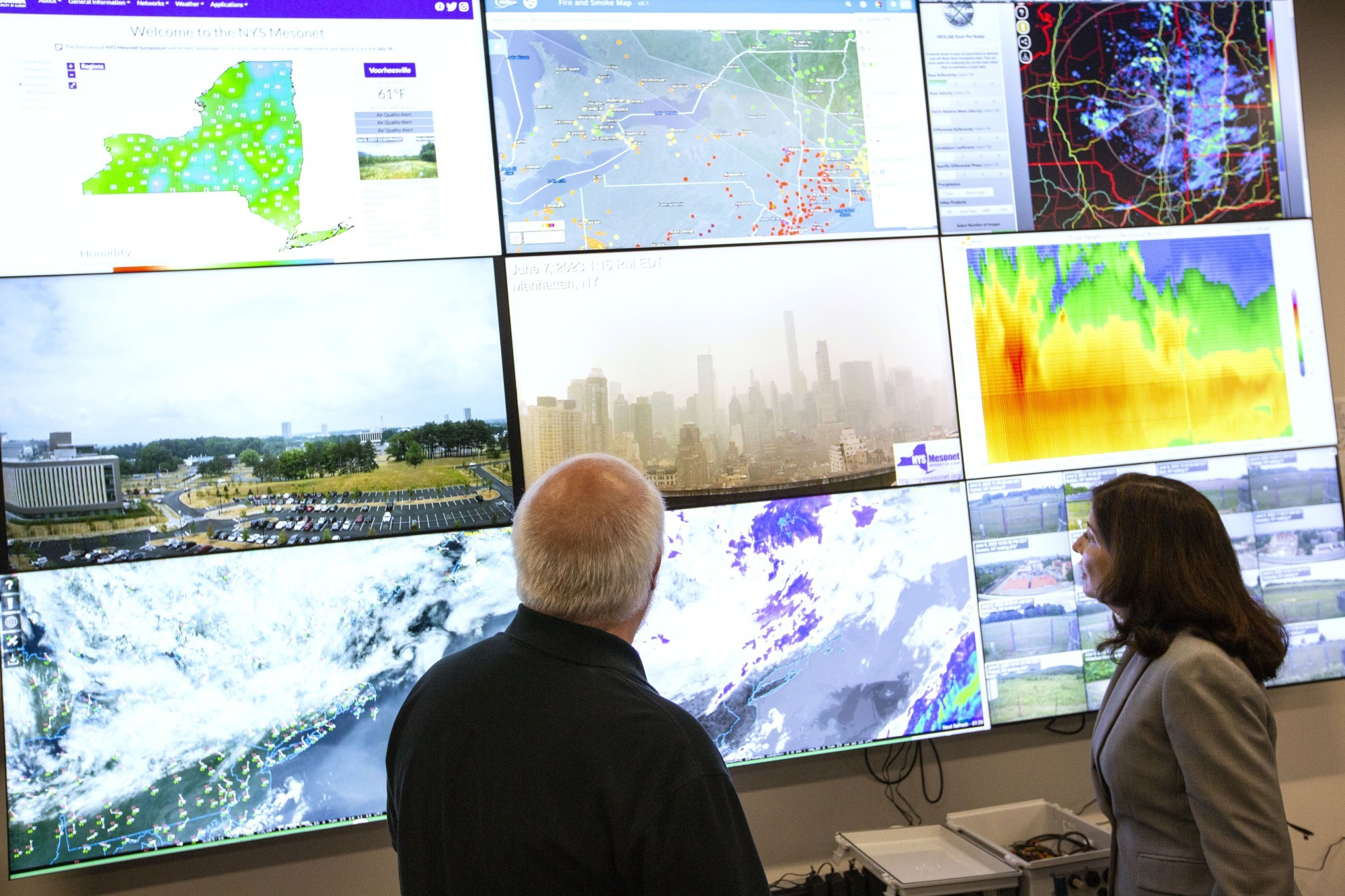 Gov. Kathy Hochul tours the New York State Mesonet operations center at ETEC.