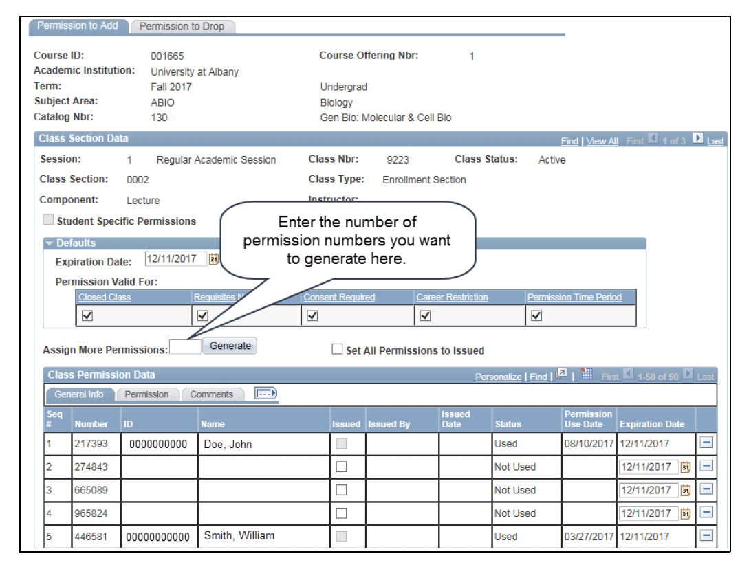 A screenshot of the PeopleSoft page, showing the actions described above in Step 9.