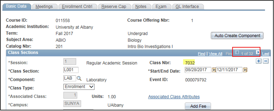 A screenshot of the PeopleSoft page, showing the actions described above in Step 3.