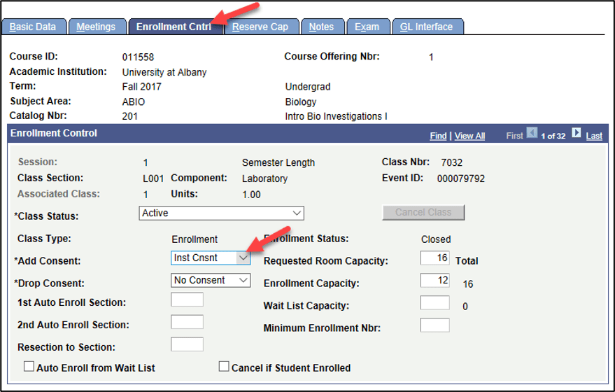 A screenshot of the PeopleSoft page, showing the actions described above in Step 4.
