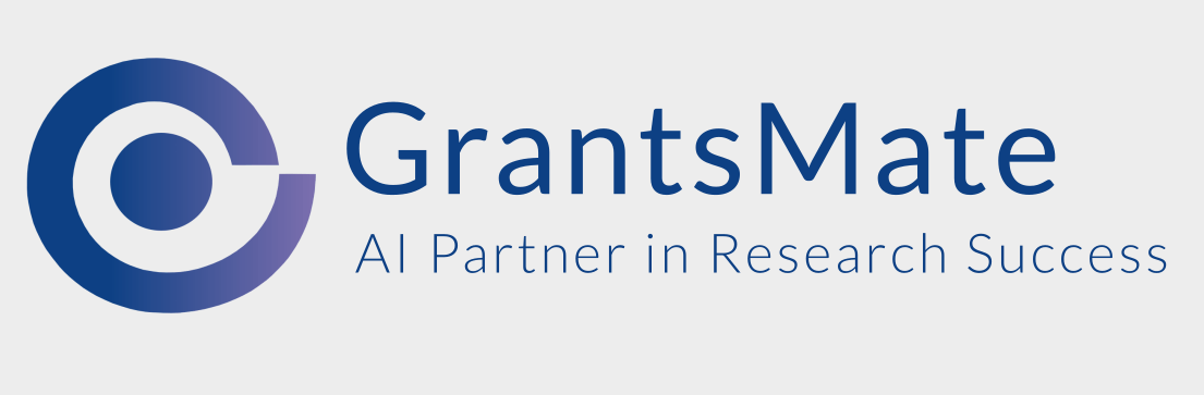 GrantsMate logo, with the tagline "AI Partner in Research Success."