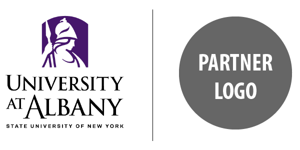 Example of how to format a partner logo with the Formal UAlbany Logo