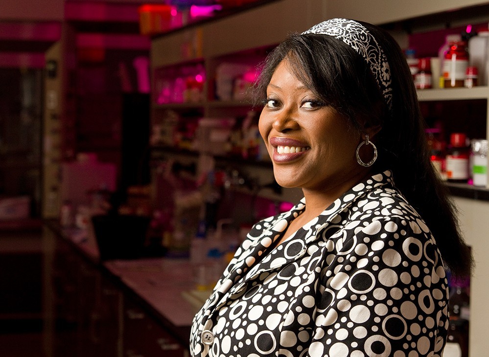 A portrait of Chemistry Professor Rabi Musah in her lab.