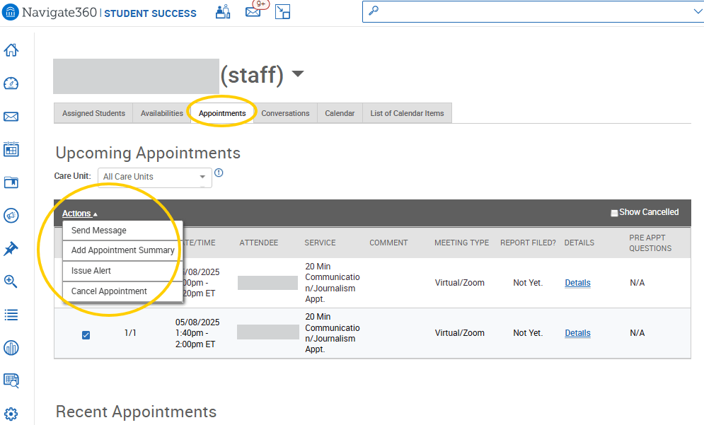 An EAB Navigate screenshot that shows the instructions described in the text immediately above the image.