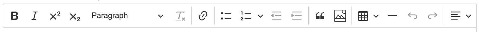 A screenshot of the Drupal editing tool bar