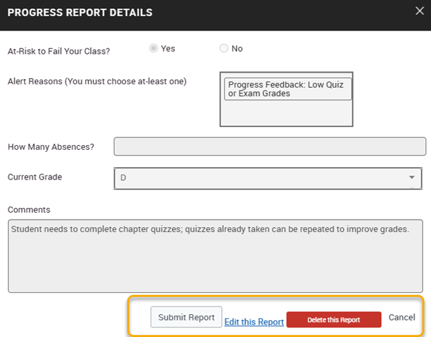 An EAB Navigate screenshot that shows the instructions described in the text immediately above the image.