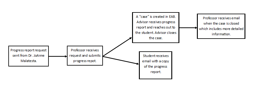 A flow chart that shows the Progress Report Workflow described in the text immediately above the image.