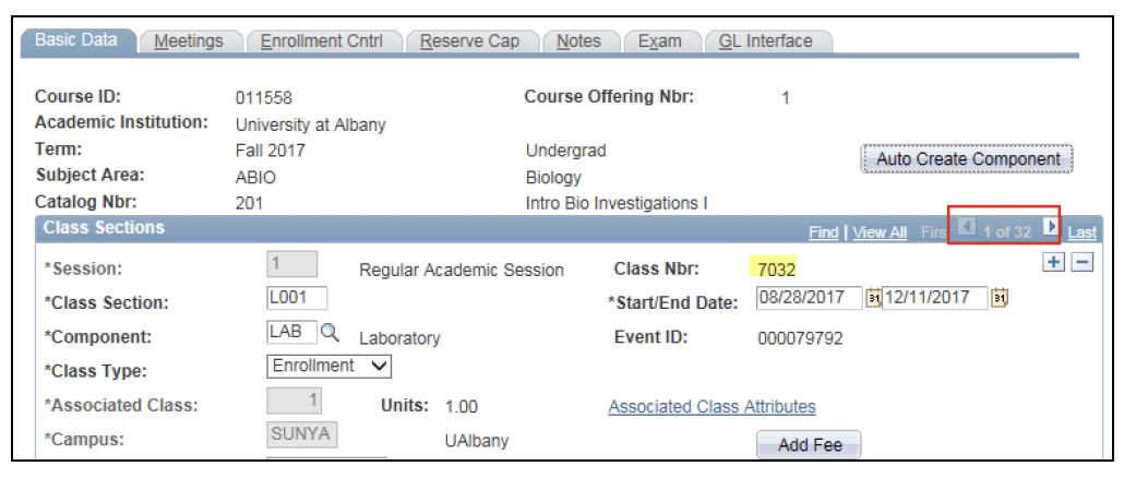 A screenshot of the PeopleSoft page, showing the actions described above in Step 3.