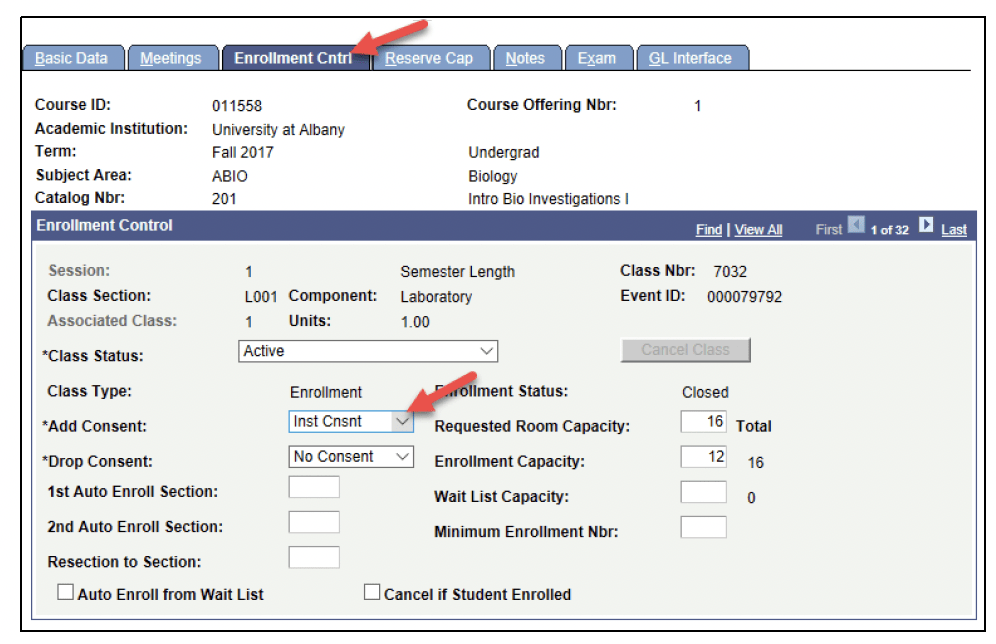 A screenshot of the PeopleSoft page, showing the actions described above in Step 4.