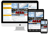 UAlbany Family Portal homepage rendered on various devices.