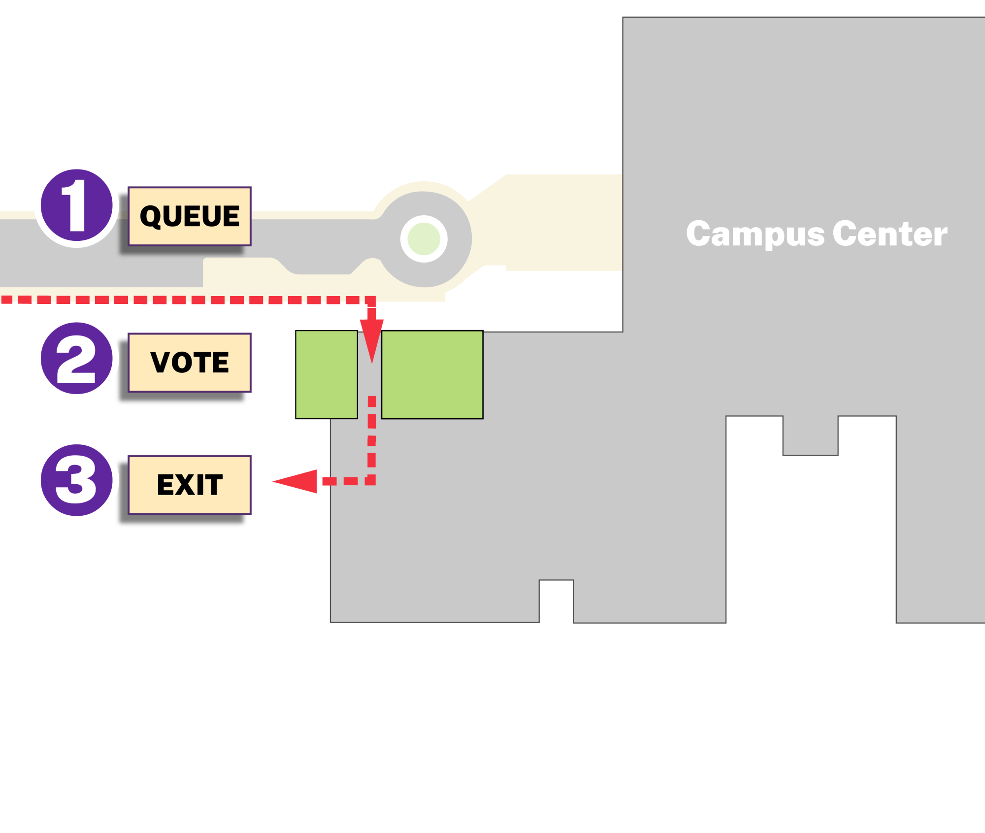 Map of Campus Center West where polling will take place.