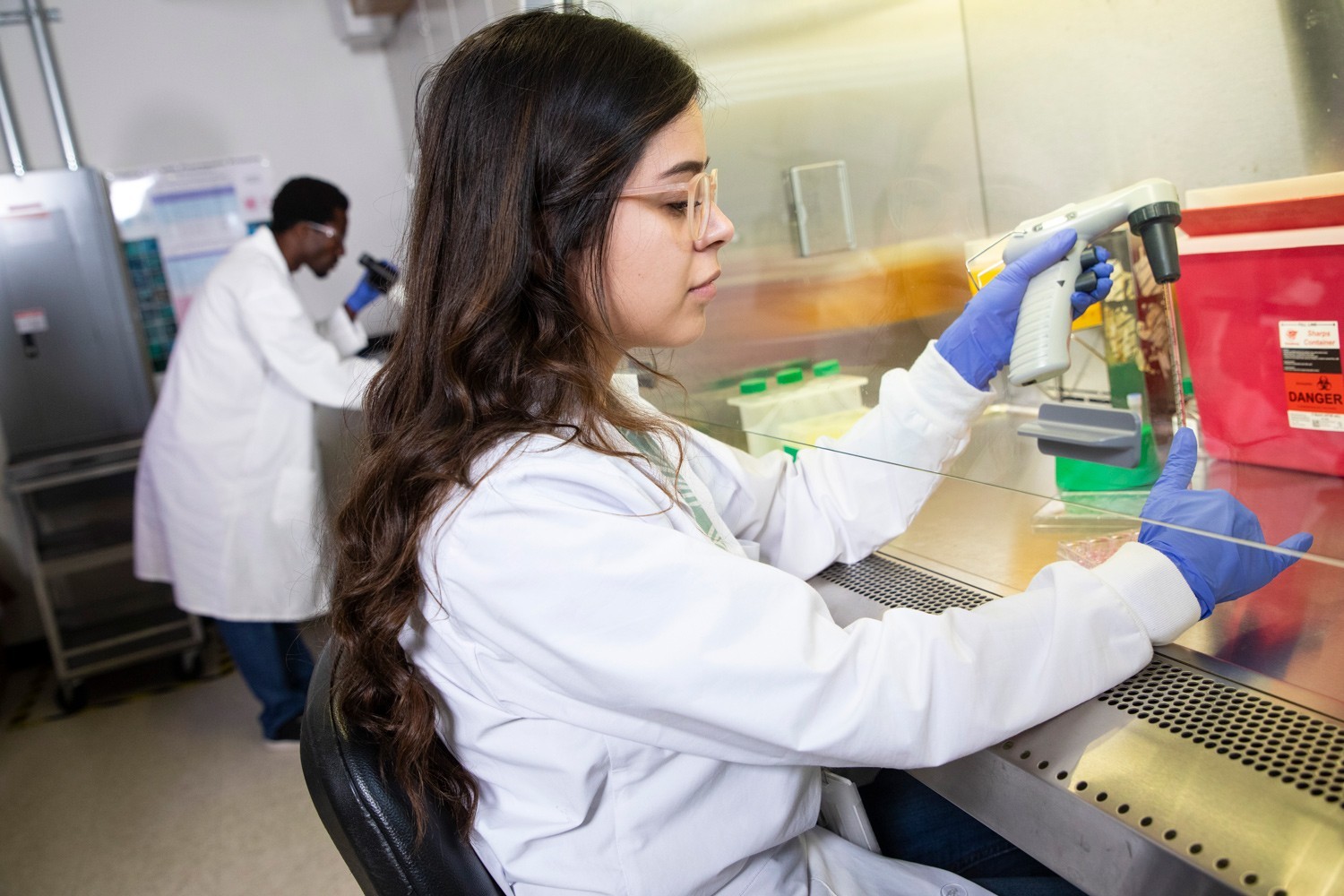 Two researchers working in a UAlbany nanotechnology lab.