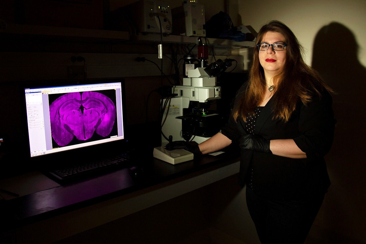 UAlbany PhD student Natalie Odynocki in the Andrew Poulos psychology lab