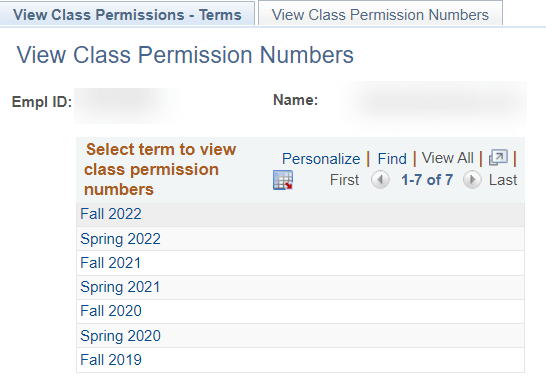 A screenshot showing how to select the correct semester or term. 