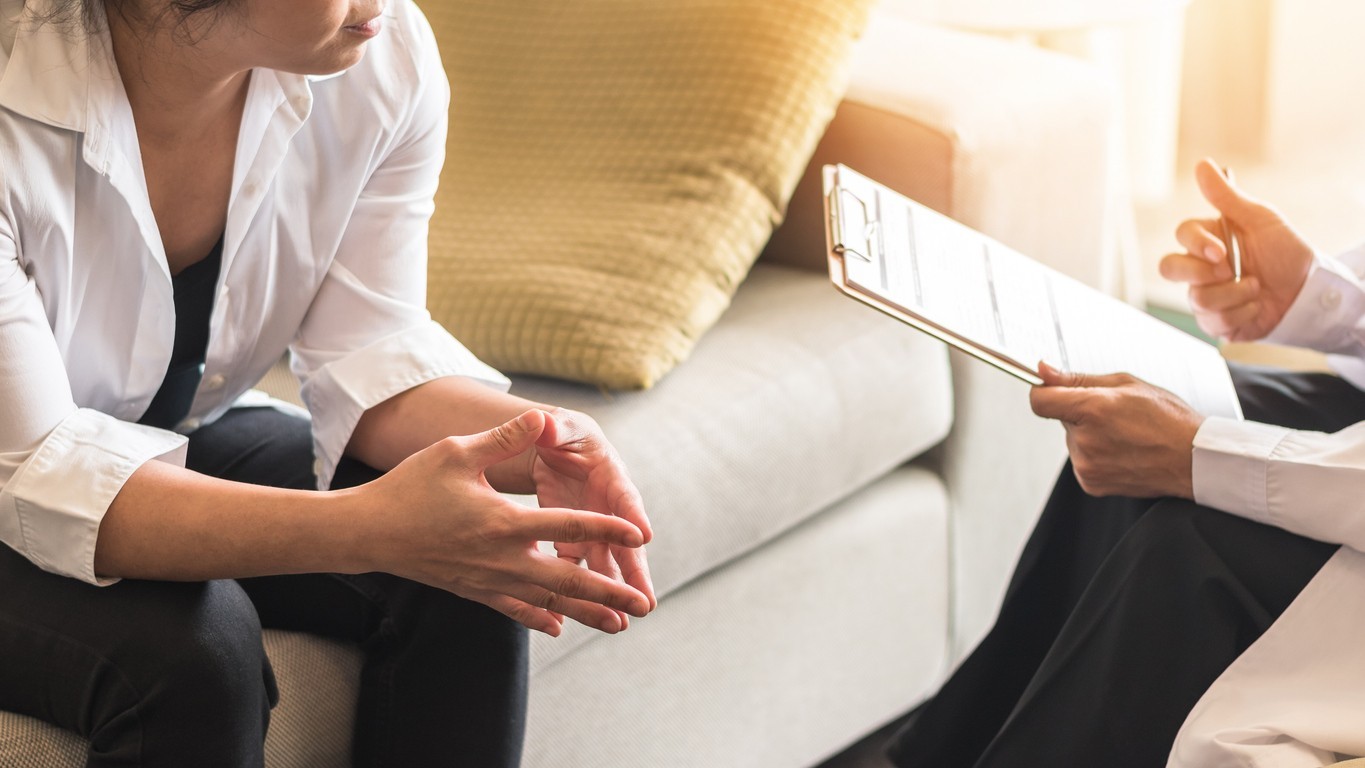 Psychiatrist and patient consultation