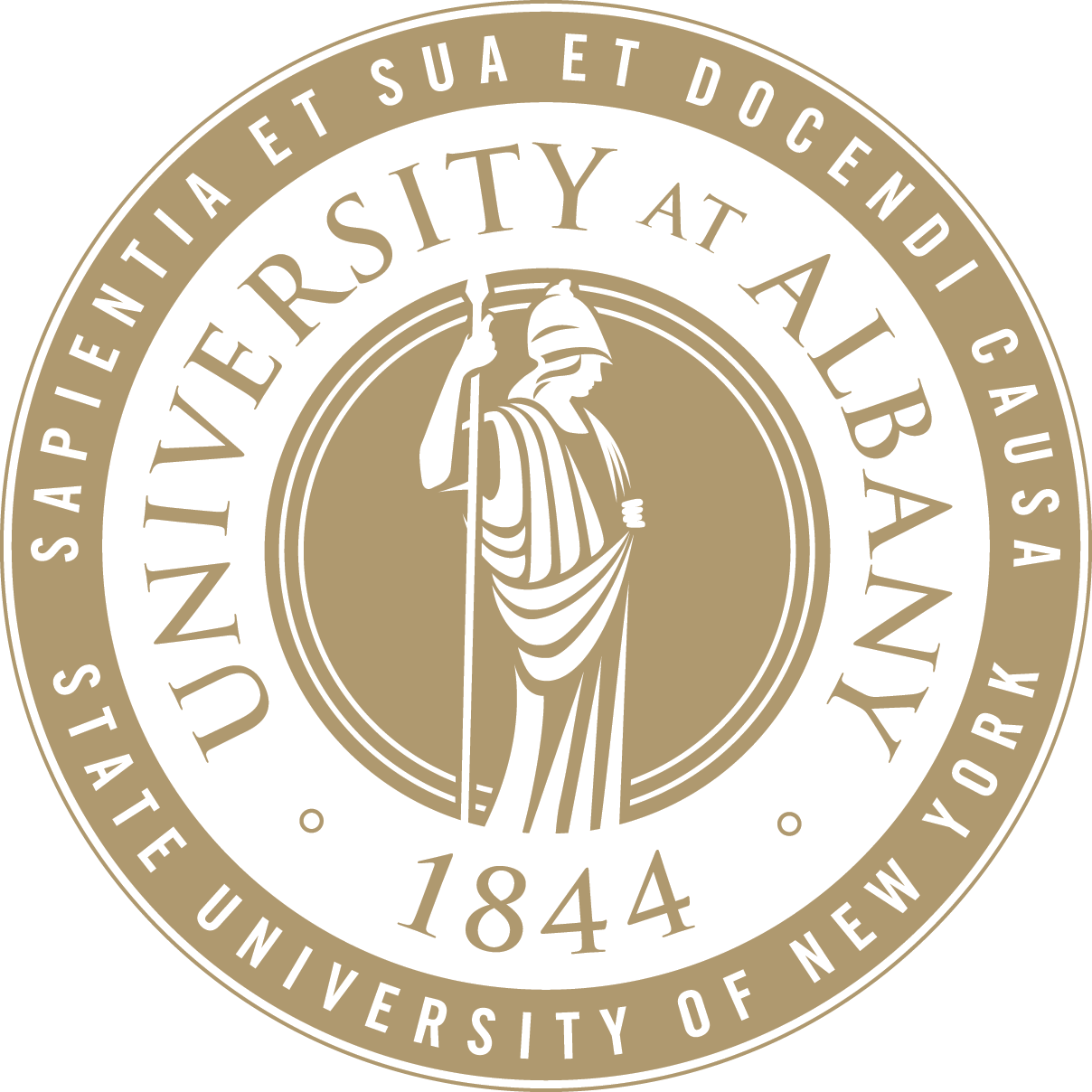 University at Albany, State University of New York, 1844 gold seal.
