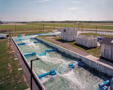 Color photograph of a floodwater simulator.