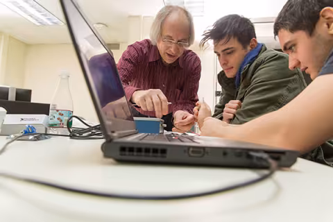 Electrical and Computer Engineering Prof. Guy Cortesi teaching introduction to computer engineering design