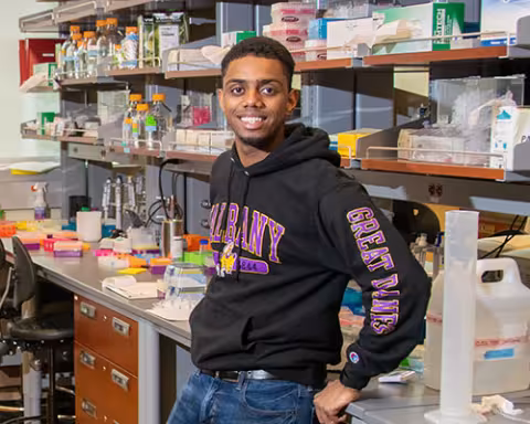 Stephon Charles in the lab where he is works as a researcher
