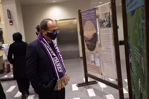 President Rodriguez viewing Dreaming of Timbuctoo Exhibit