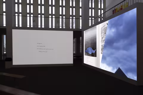 Projection on a wall of two channel video