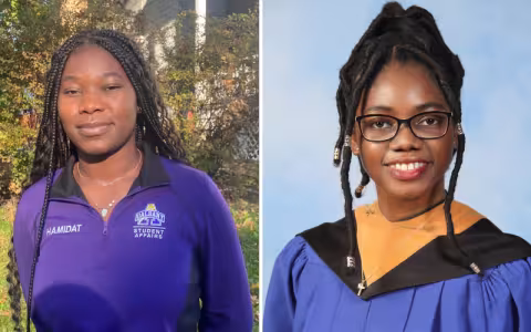 Portraits of Fall '21 Student Support Team members Hamidat Adeyi (left) and Irene Kyei (right).
