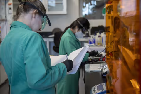 students researching in chemistry lab