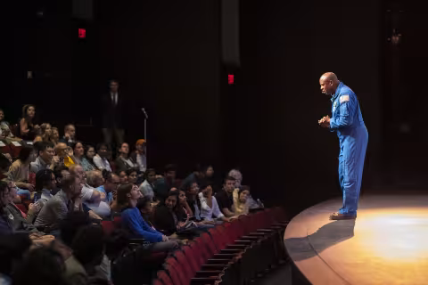 Former Astronaut Leland Melvin delivers the 10th Annual Bunshaft Lecture at UAlbany's Performing Arts Center.