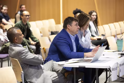 Students participate in the  2023 Quick Pitch Competition inside ETEC at UAlbany.