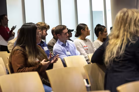 Students participate in the  2023 Quick Pitch Competition inside ETEC at UAlbany.