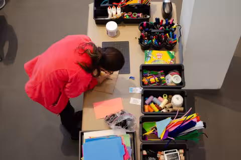Participant gathering supplies