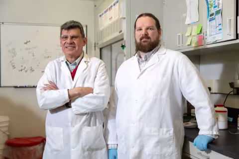 Associate Professor Mike Fasullo and PhD student Michael Dolan
