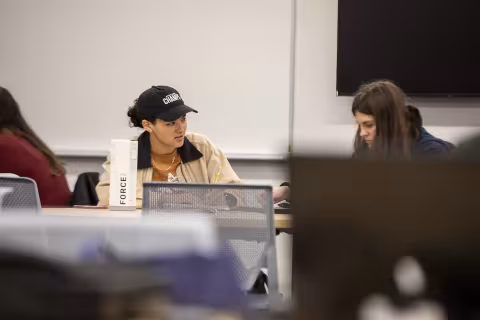 UAlbany students host the University's first-ever hackathon at the ETEC building on April 13, 2024.