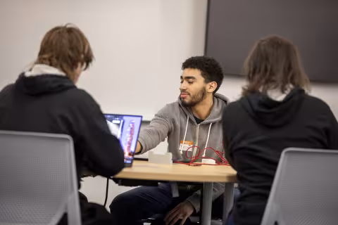 UAlbany students host the University's first-ever hackathon at the ETEC building on April 13, 2024.