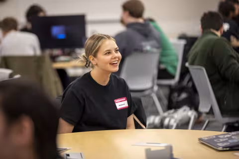 UAlbany students host the University's first-ever hackathon at the ETEC building on April 13, 2024.