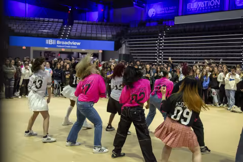 A dance group performs during Showcase Day 2024 at Broadview Center.