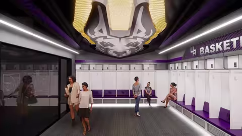 Computer rendering of a locker room in the arena. 