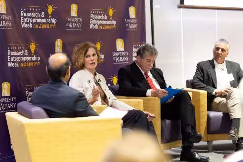 Albany legislator Patricia Fahy speaks as part of a panel during R&E Week at UAlbany in October, 2024.