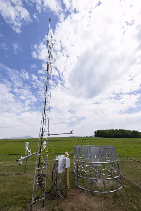 An image of the New York State Mesonet's Lake Placid site on a summer day.