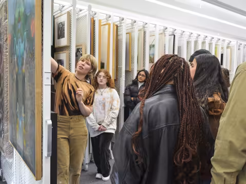 Teacher in the collections study space