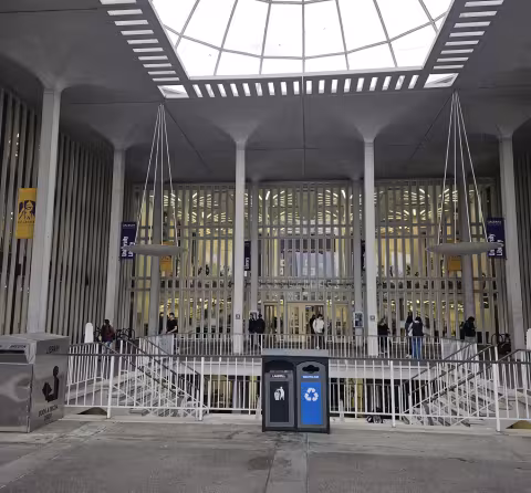 The main entrance to the University Library.