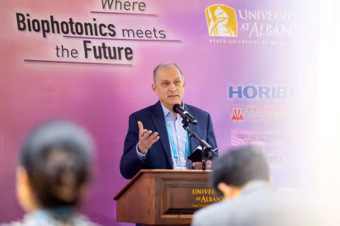 UAlbany chemist Igor Lednev presents at the International Congress on Biophotonics.